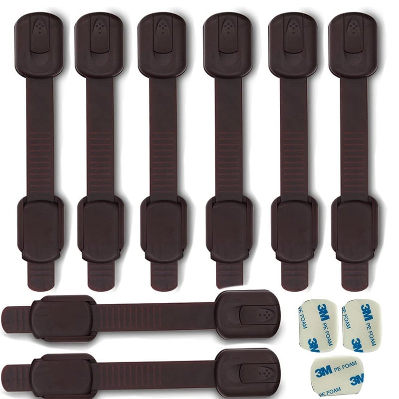 BAOWEIJD Child Safety Cabinet Locks for Baby Proof,Child Proof Safety Locks for Cabinets,Drawers,Cupboard,Oven,Fridge,8Packs Brown Locks,BAOWEIJD - Image 1
